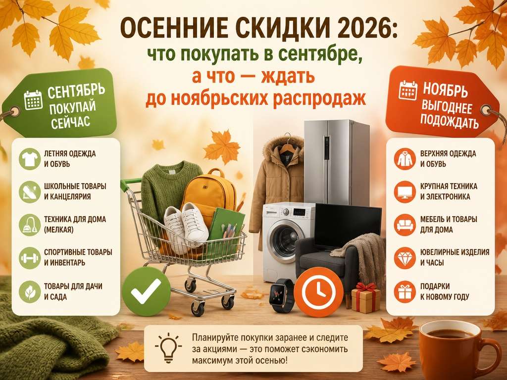 Осенние скидки 2026: что покупать в сентябре, а что — ждать до ноябрьских распродаж